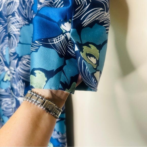 NWOT Nordstrom Signature and Caroline Issa Printed Wool Silk Topper Coat Size 12 - Picture 8 of 10